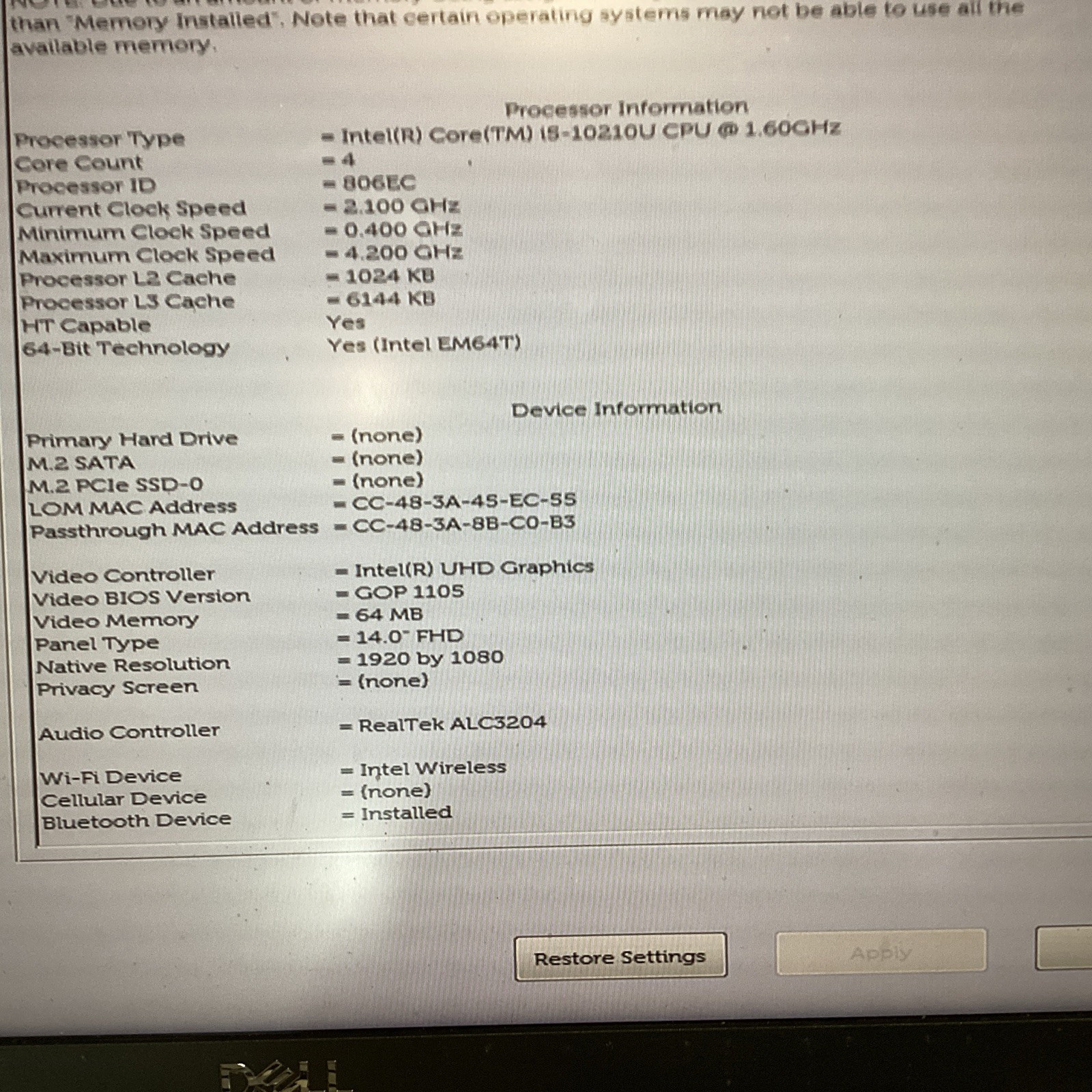 LOT OF 3 Dell 5410 2/i5-10210U 1/10310U 1.60GHz 2/16GB 1/8GB RAM NO SSD/OS