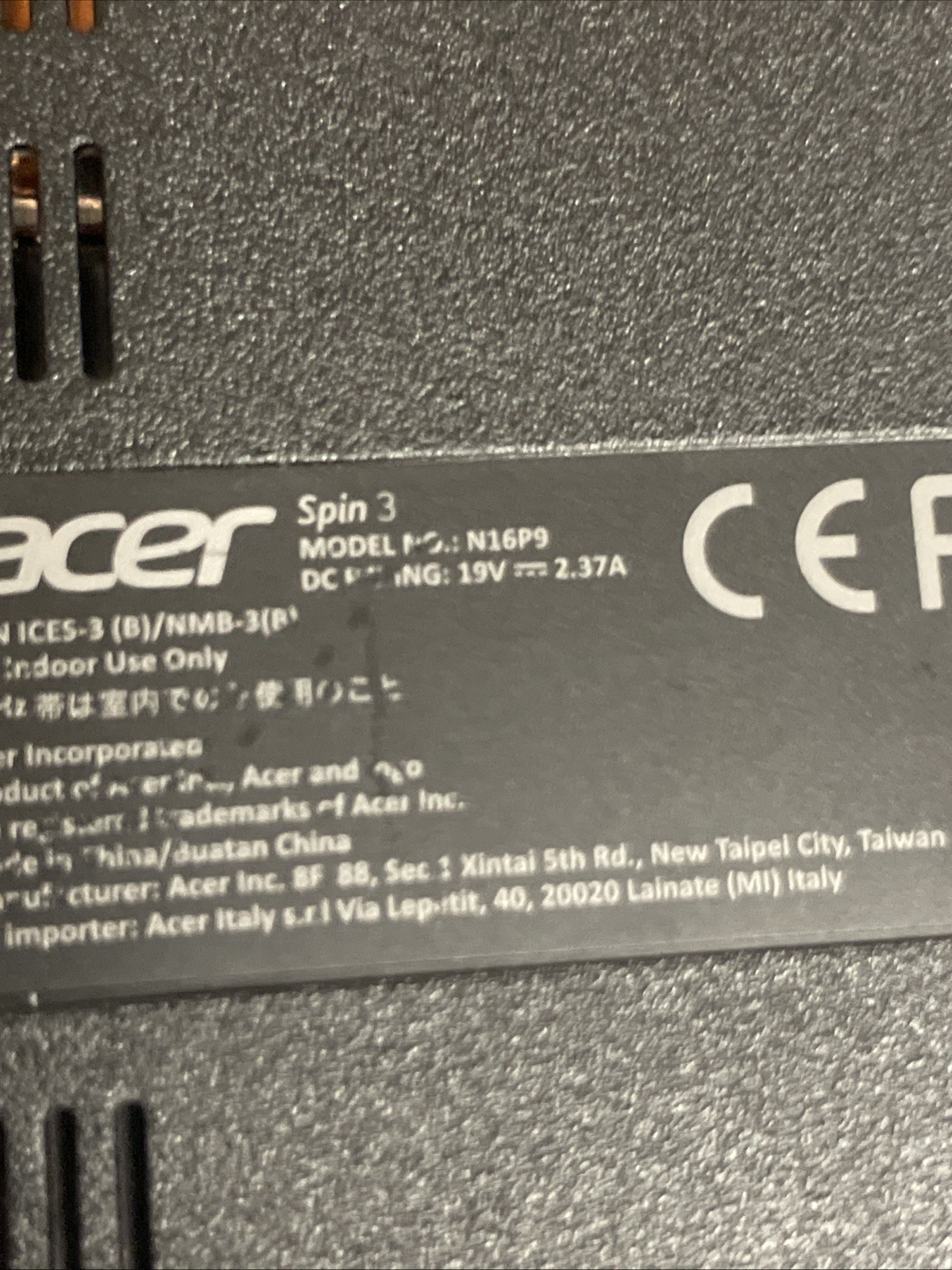 Acer Spin 3 N16P9 Laptop Computer Untested!For Parts Or Repair No Charger!!