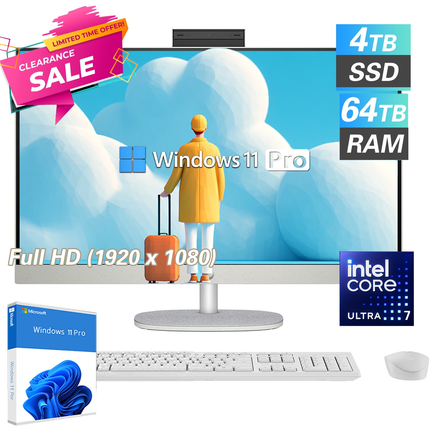 HP All-in-One Desktop 27″Touch Ultra7-155U 4.8GHz UPTO 64GB RAM 1TB SSD Win11Pro