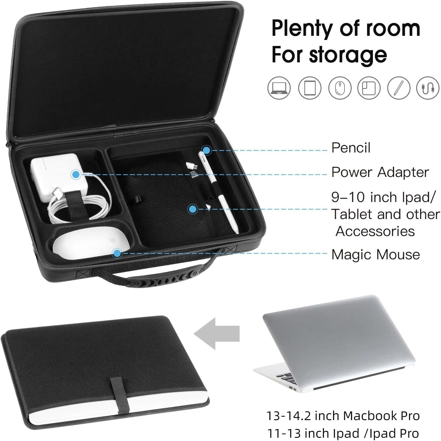 Black Hard Case for 14.2″ MacBook Pro M5 2025/2024 M4/2023 A2918, Durable Design