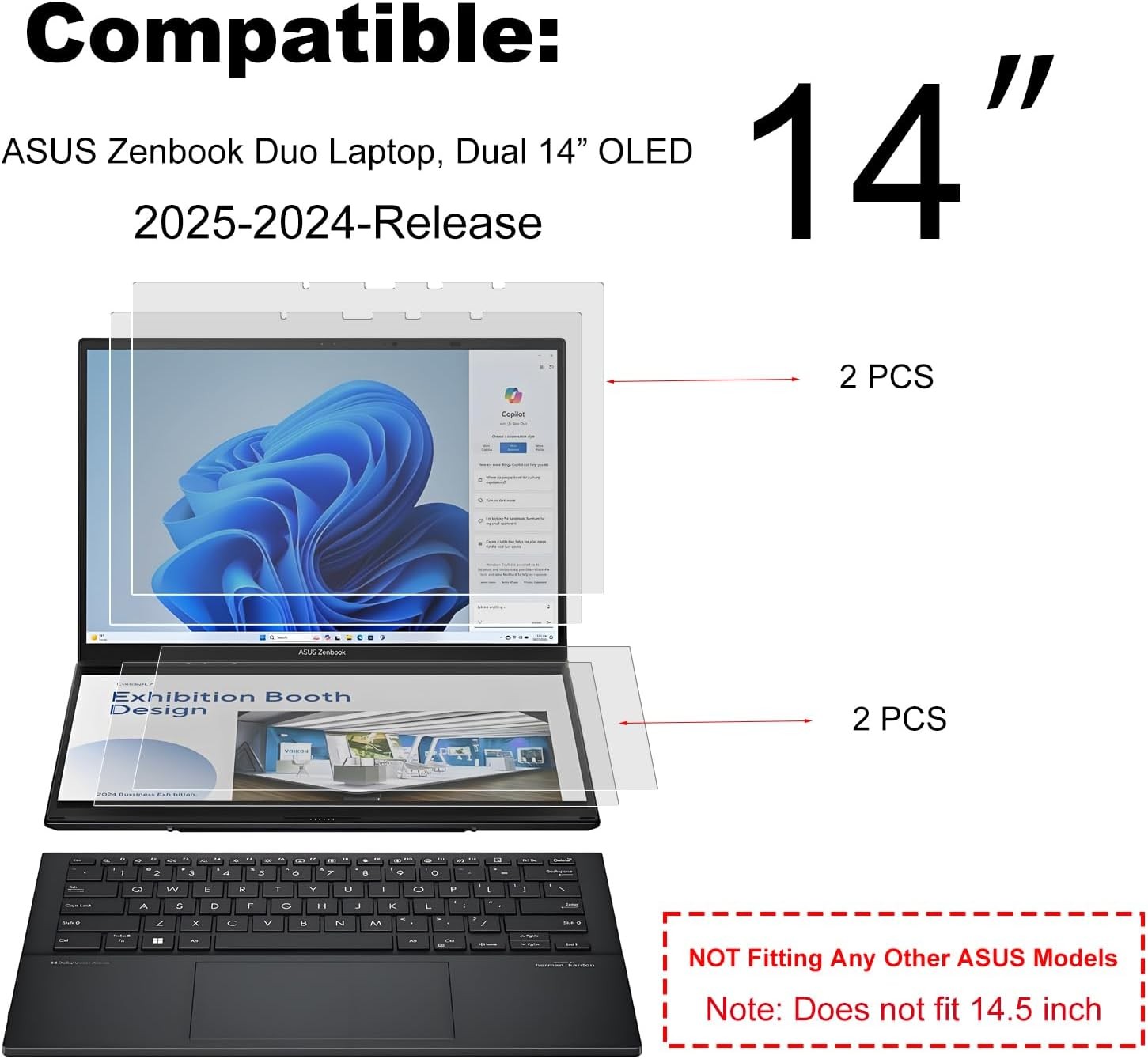 Anti-Glare (Matte) Screen Protector for New 2025-2024 ASUS Zenbook Duo Dual 14″