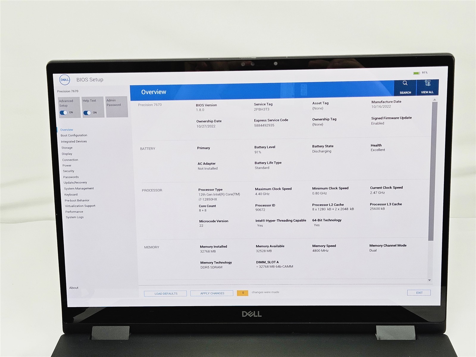 Dell Precision 7670 16″ 32GB RAM 2TB SSD Core i7-12850HX RTX A3000 Laptop