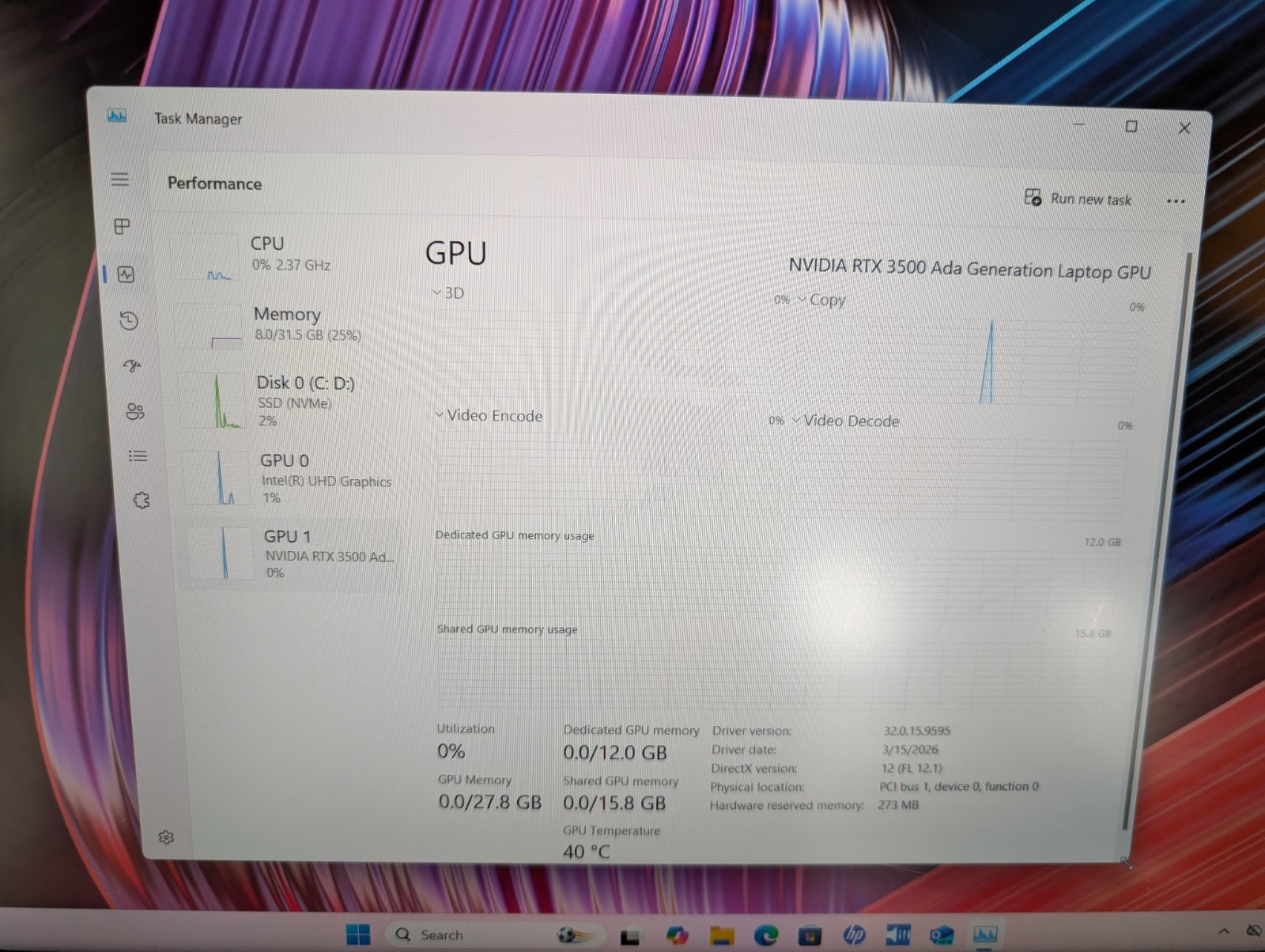 HP Zbook Fury 16 G11 32GB 1TB Intel i9 13th Gen Nvidia RTX 3500 Ada