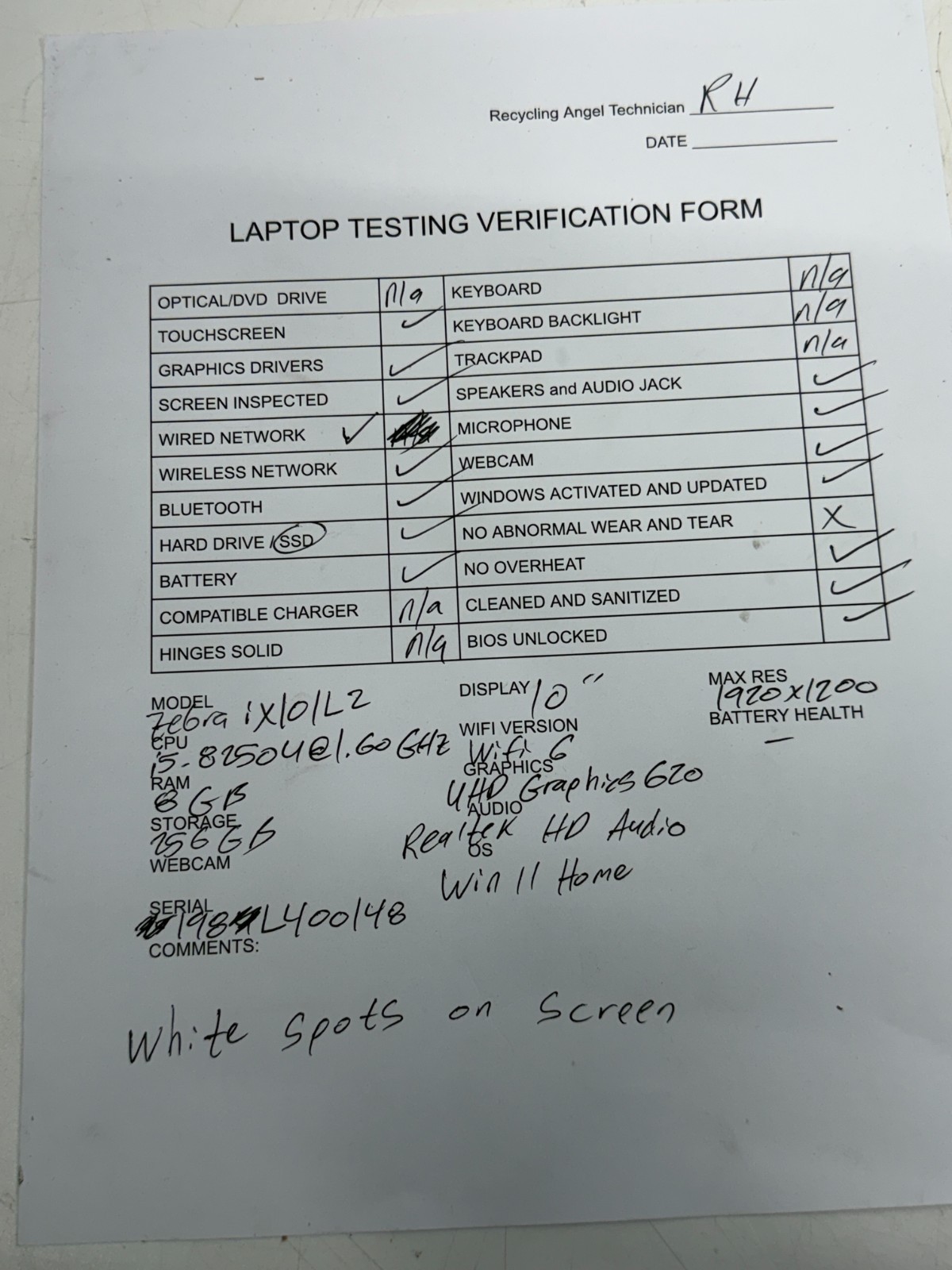 Zebra Xplore iX101L2 i5-8250U 8GB RAM 256GB M.2 Win11 Home NO AC