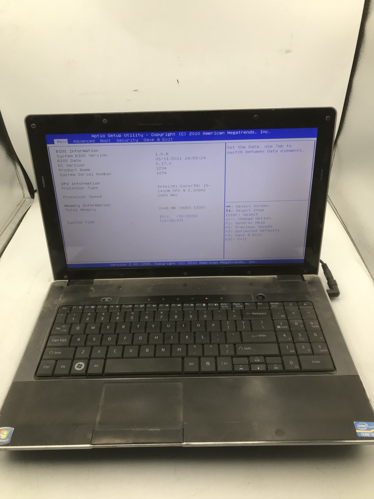 NEXLINK SP15RR UMA – BOOTS TO BIOS – INTEL I5 2410M – 2GB RAM – READ DESCRIP -BB
