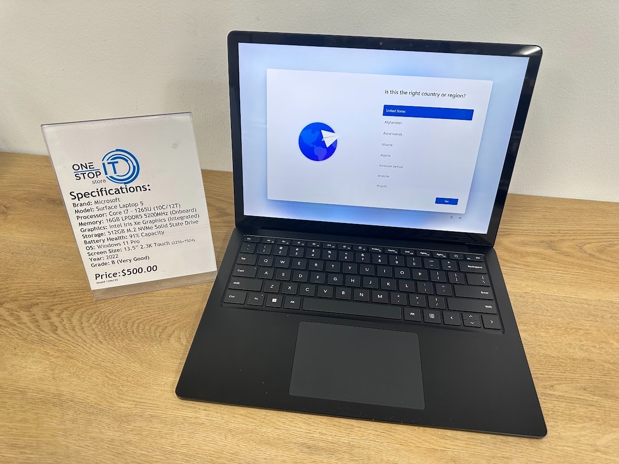 Microsoft Surface Laptop 5 Core i7 1265U, 16GB LPDDR5 Intel Iris Xe, 512GB SSD