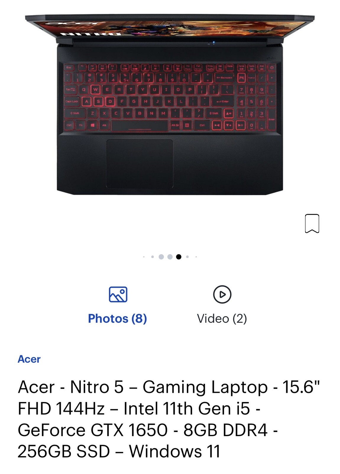 Acer Nitro 5 AN515-55-57BK 15.6″ (512GB SSD, Intel Core i5-10xxx i5-10300H,…