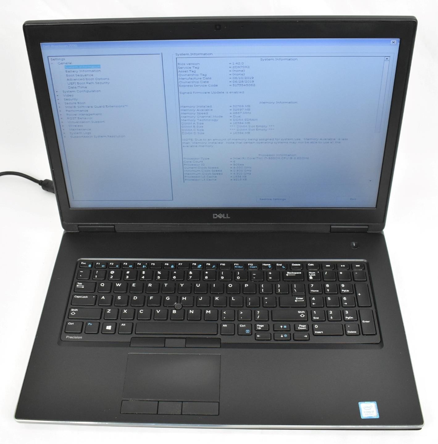 Dell Precision 7730 i7-8850H 2.6GHz 32GB 256GB SSD No OS 17.3″ Quadro P3200