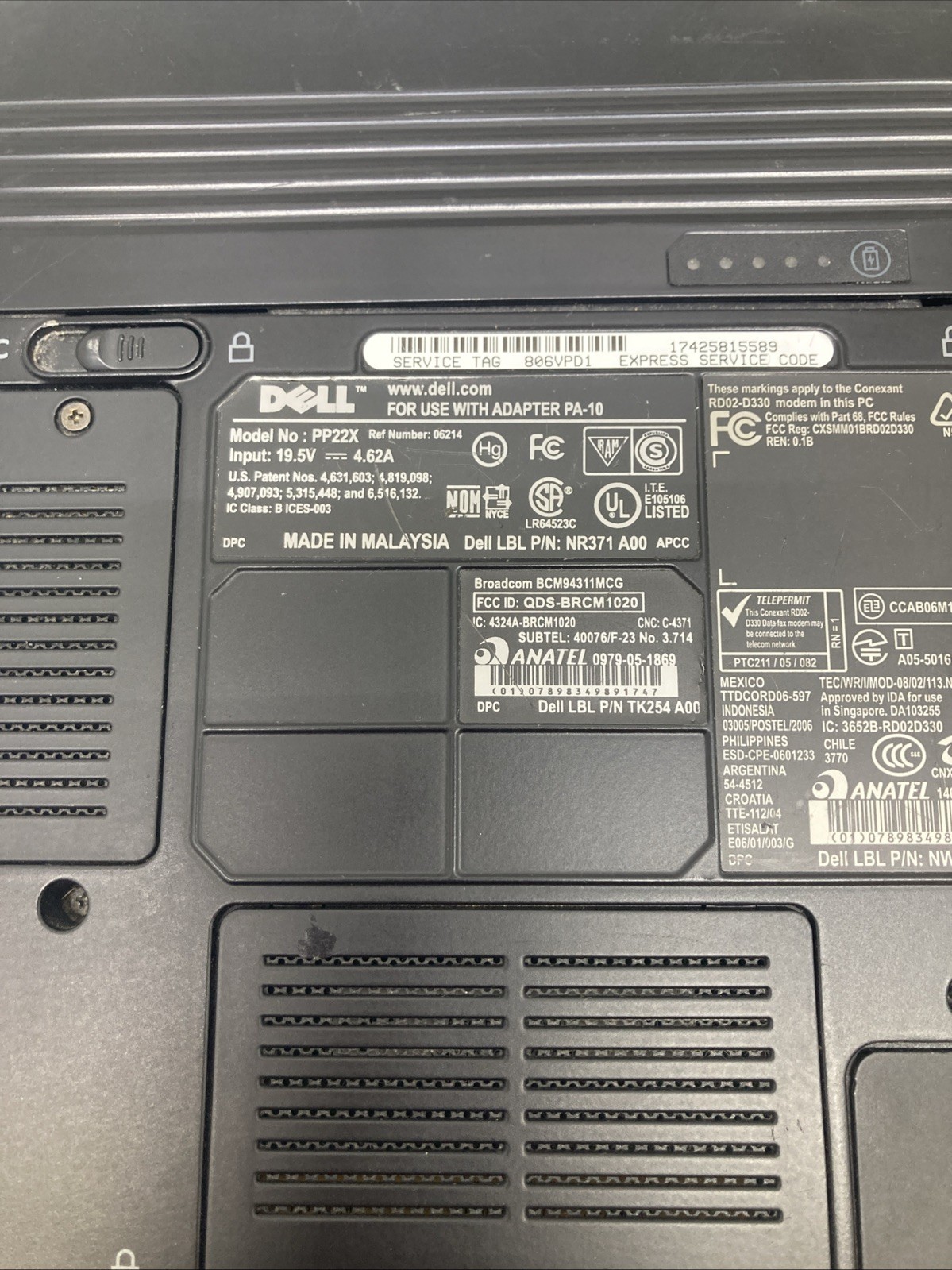 Dell Inspiron 1721 AMD Dual-Core 1.8GHz 4 GB NO HDD Boot to BIOS
