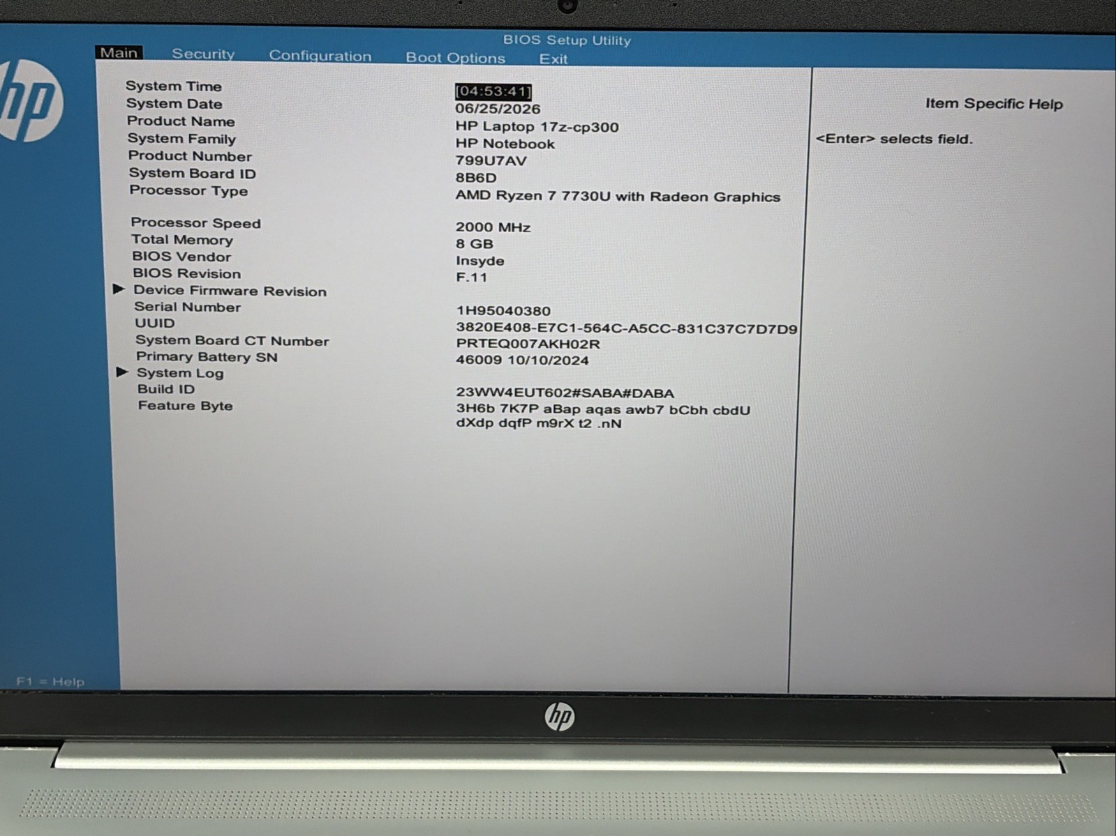 HP 17z-CP300 17” Ryzen 7 7730u 8GB RAM 512GB SSD