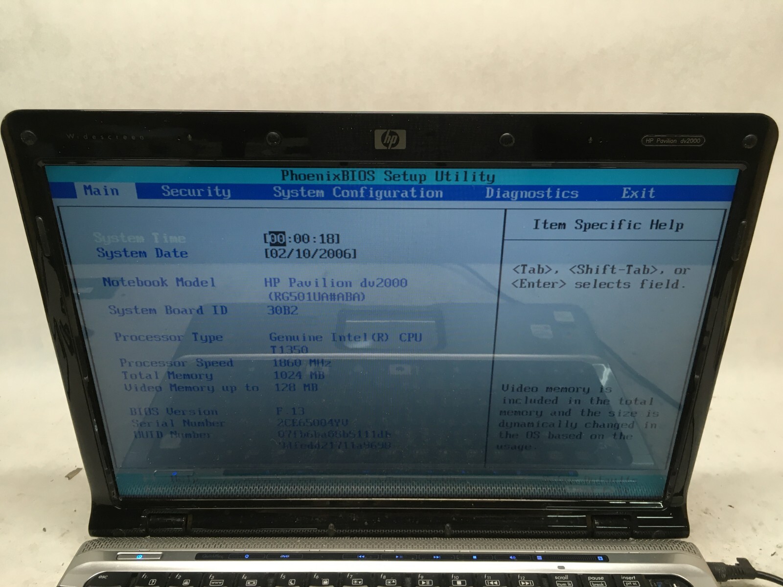 HP Pavilion dv2109nr 14″ [ AS IS / FOR PARTS] Intel T1350 @ 1.86 GHz – JZ