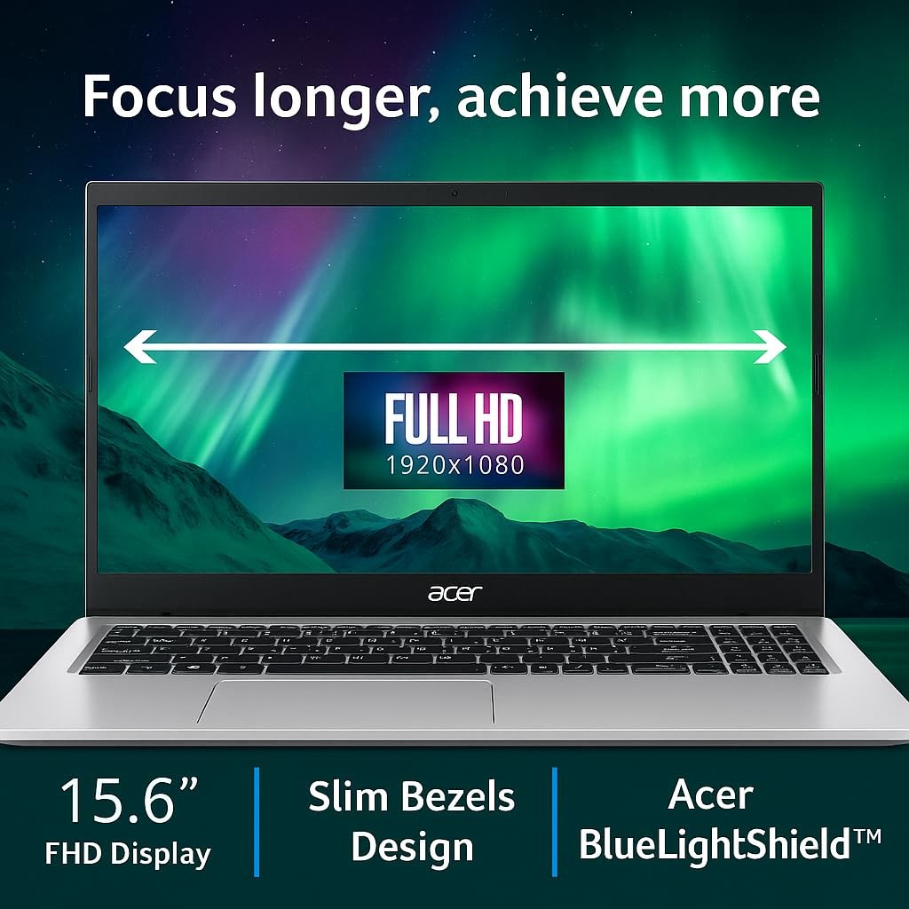 acer Aspire Go 15 Slim Laptop 15.6” Full HD Display Powerful 8-Core Intel Core 3