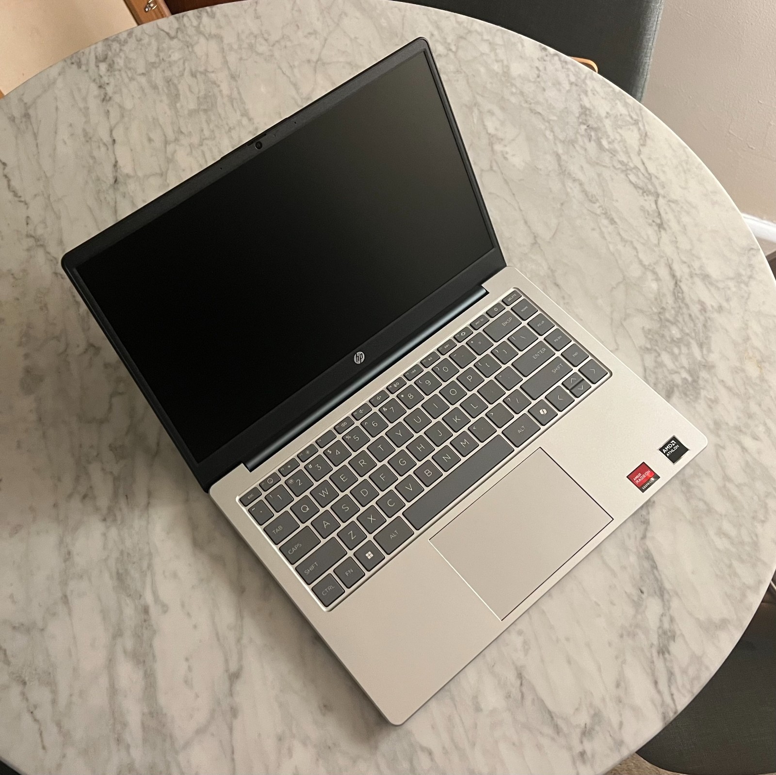 Silver/Blue HP 14-Inch Laptop | AMD Athlon Silver 7120U | 256GB SSD | 4GB RAM