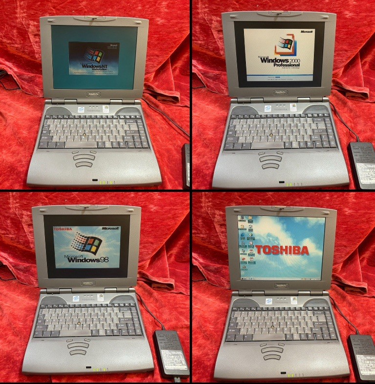 Vintage Toshiba Laptop Pentium III 600 128MB Multi-boots Win 2000 NT 4.0 AND 98