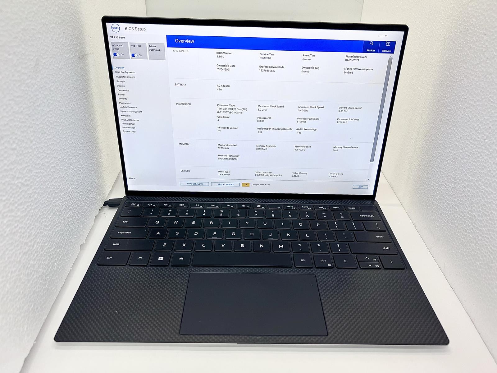 Dell XPS 13 9310, Intel Core i7-1185G7 @ 3.00GHz CPU, 32GB RAM, 512GB NVMe 4495