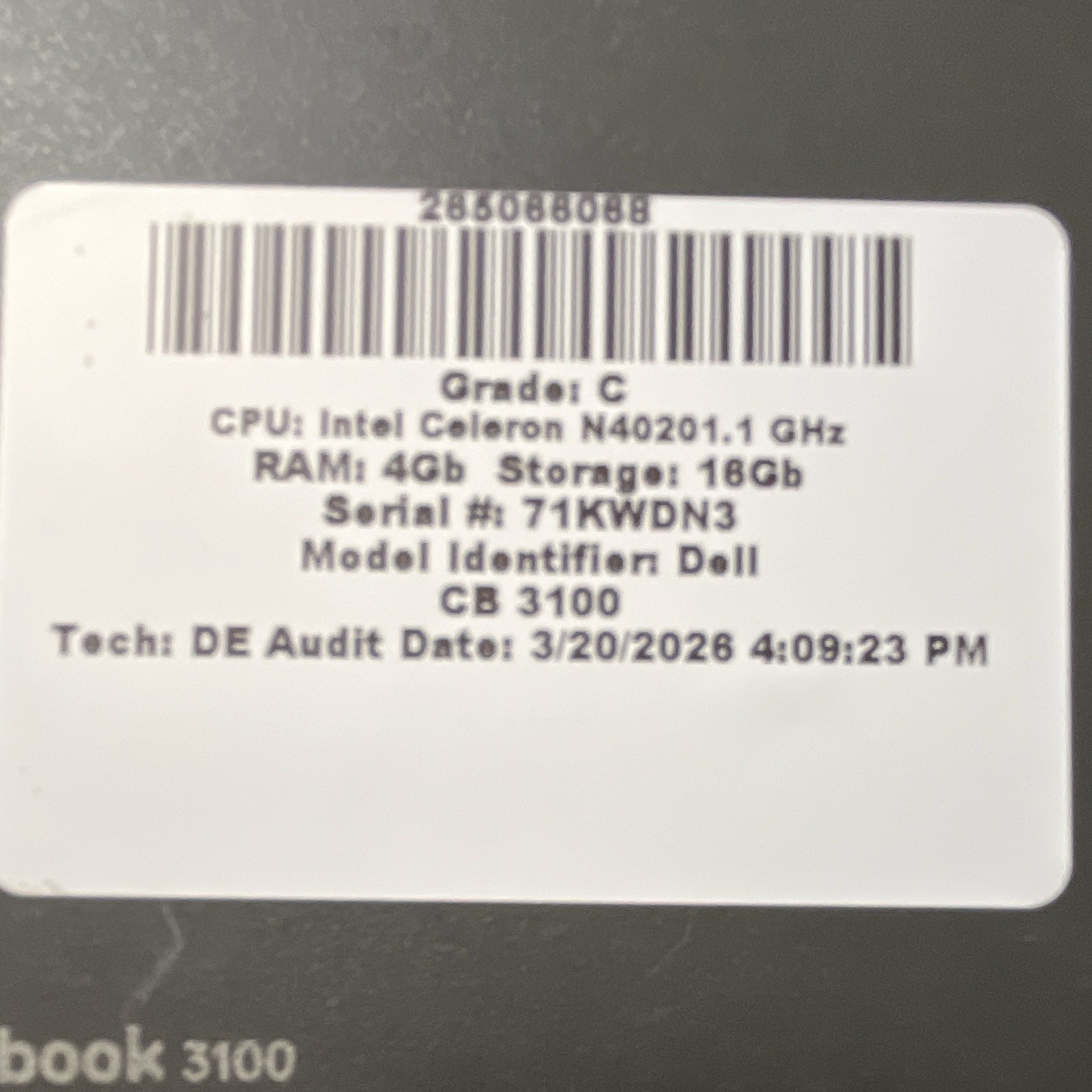 Dell Chromebook 3100 11.6″ Celeron N4020 1.1GHz 4GB 16GB eMMC Black USB-C