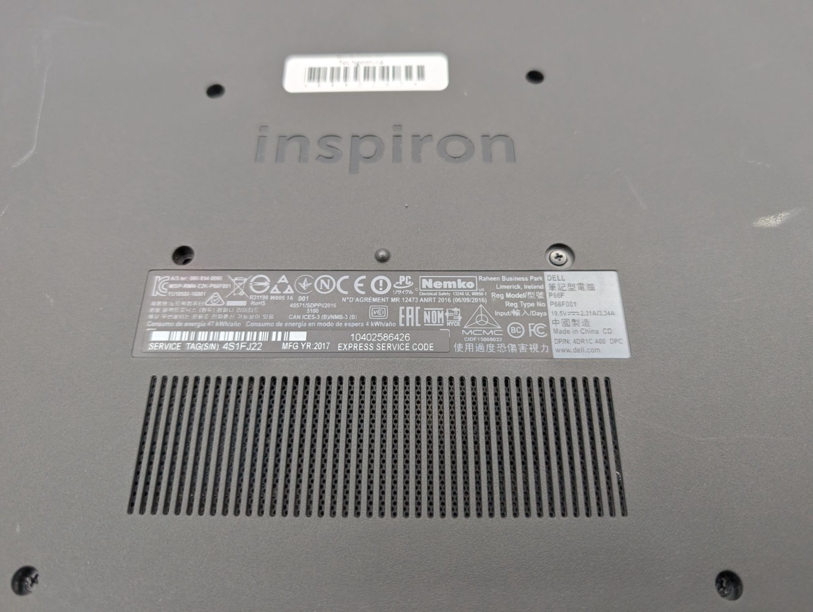 Dell Inspiron 5567 15.6″ Laptop i5-7200U 8GB RAM 120GB HDD Win11 Home Parts