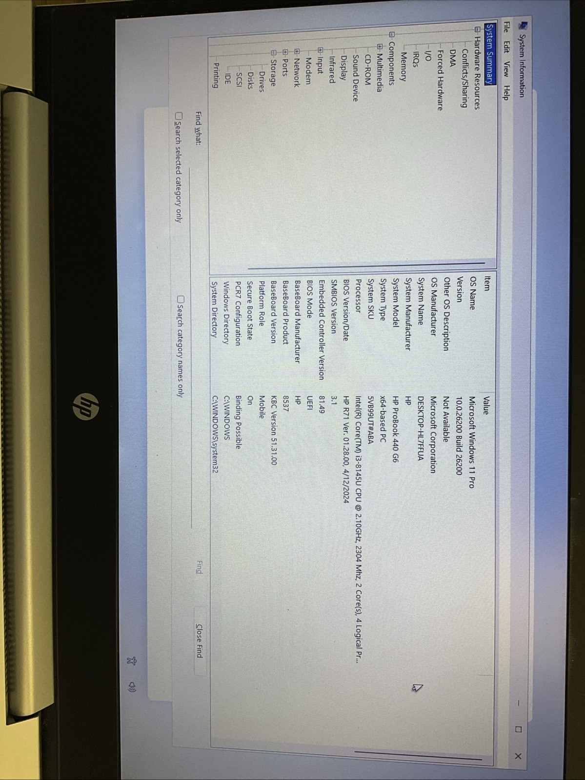 HP PROBOOK 440 G6 INTEL CORE I3-8145U 2.10GHZ 8GB RAM 128gb Ssd