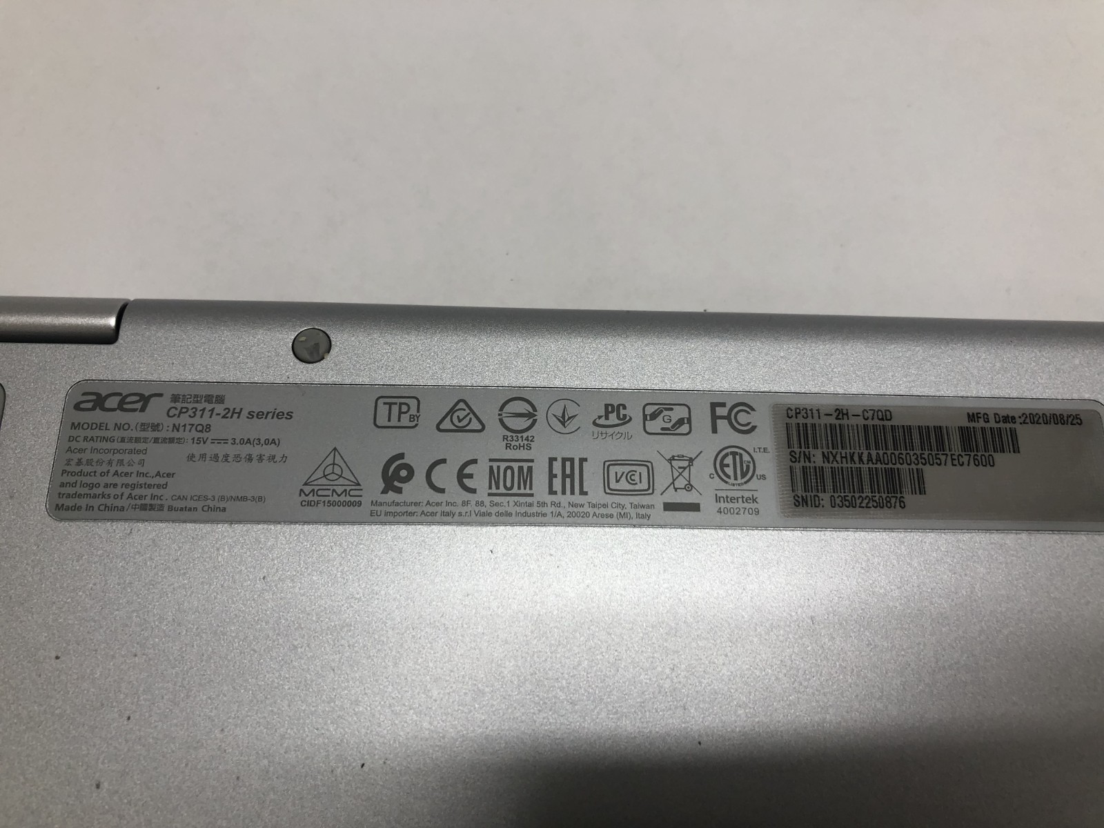 Acer Chromebook Spin 311 N17Q8 Celeron N4020 1.10 GHz RAM 4GB SSD 64GB “READ”