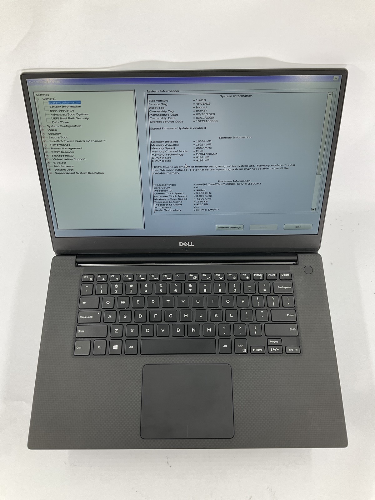 Dell Precision 5530 15.6″ Core i7-8850H 512GB 16GB B Win 11 Pro