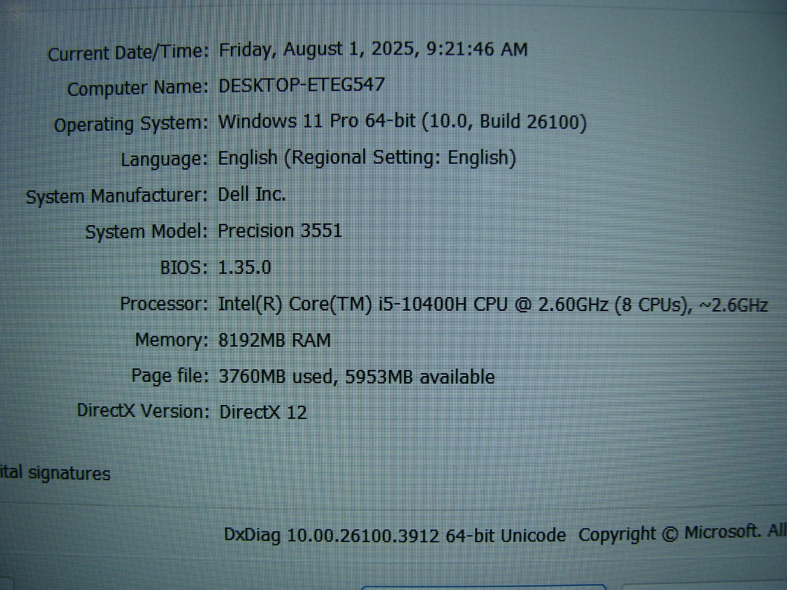 Dell Precision 15 3551 15.6″FHD i5-10400H 2.6GHz 8GB 256GB Win 11 Pro 5G Ready
