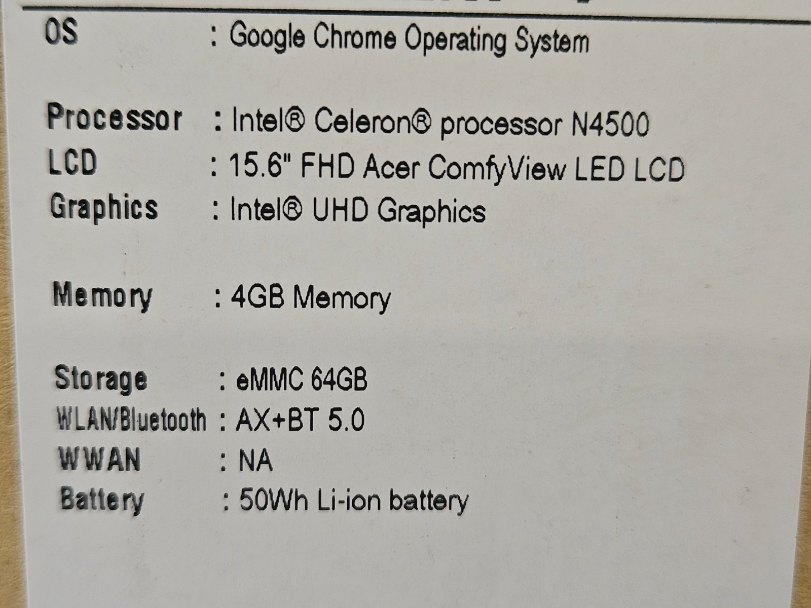 Acer Chromebook 315 CB315-4H-COVN 15.6″ N4500 4GB Moonstone Purple -New & Sealed