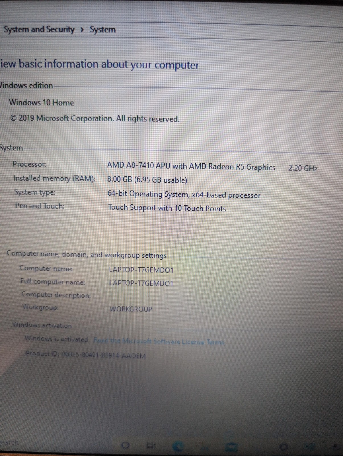 🎸 HP 15 Notebook 15.6in TOUCH LAPTOP AMD A8-7410 8GB RAM 1TB HDD Win10