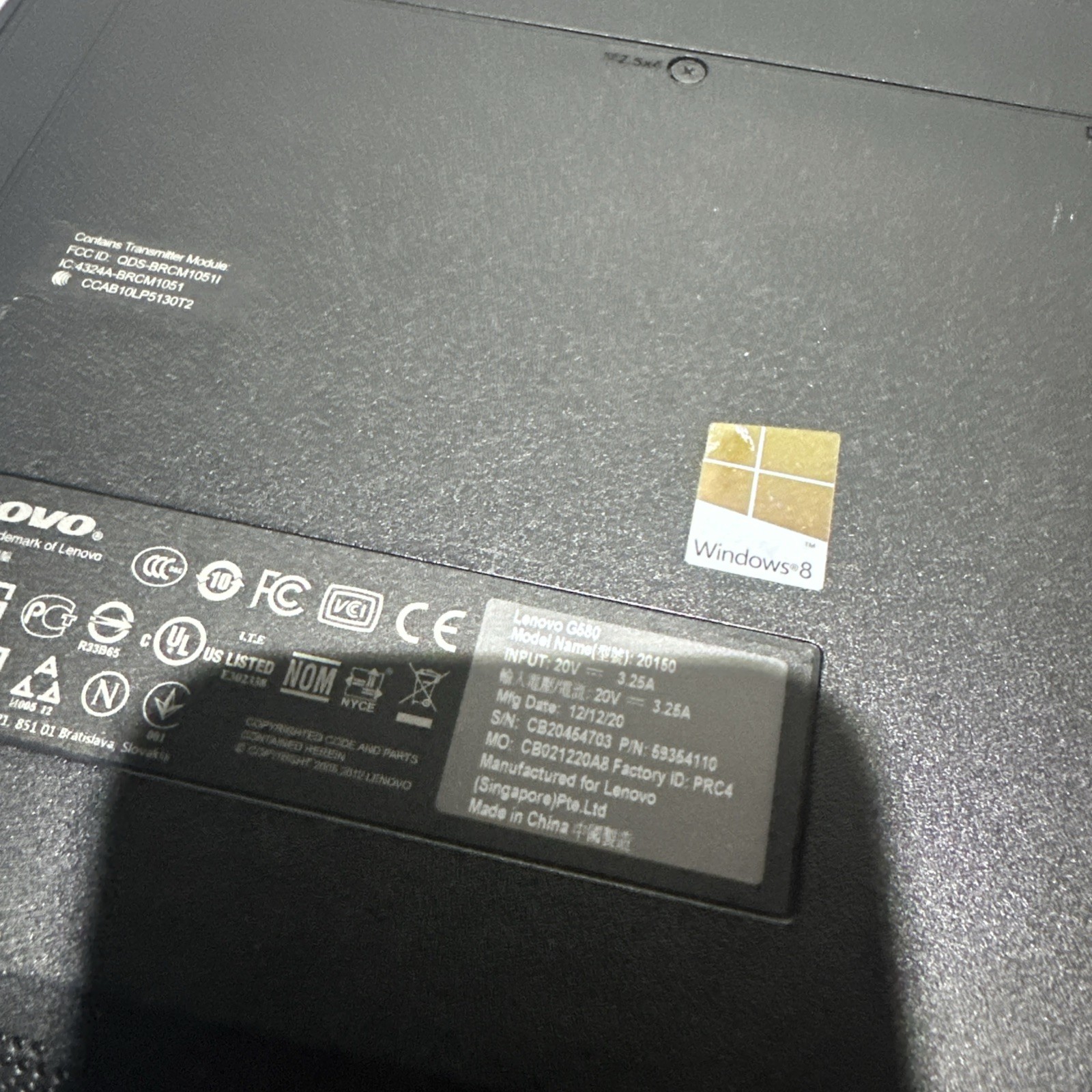 Lenovo G580 15″ Laptop Intel Celeron B830 4gb Ram 120gb SSD Windows 10 H No P/S