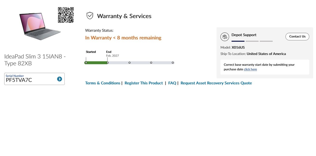 Used Lenovo IdeaPad Slim 3 15.6 Core i3 8GB 256GB Windows 11 Warranty