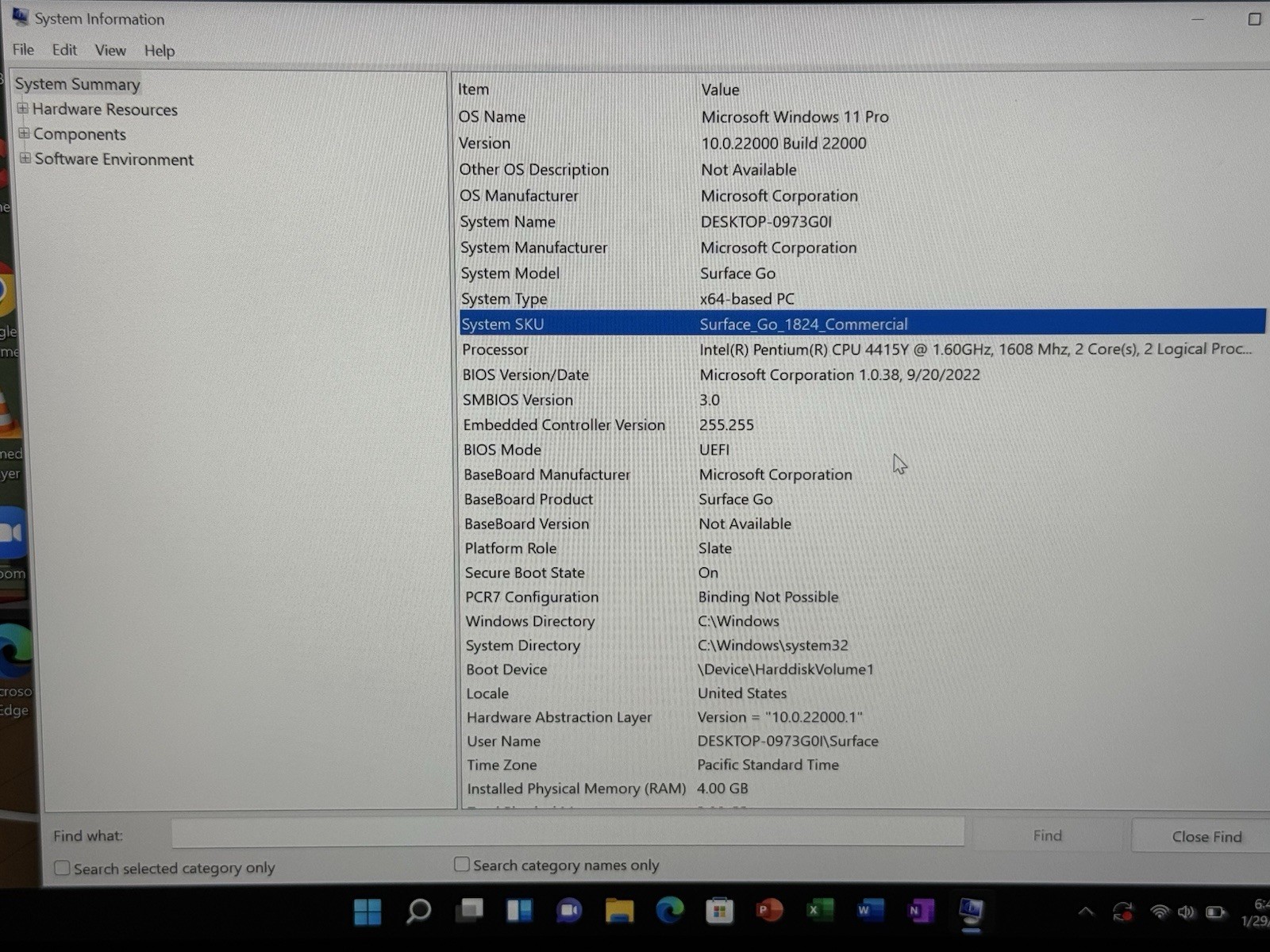 Surface Go 1824 4415Y 1.6GHz 4GB RAM 64GB SSD