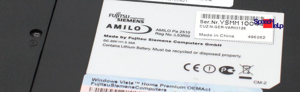 NOTEBOOK FUJITSU SIEMENS AMILO PA 2510 120GB HDD 3GB RAM DVDRW FOR WINDOWS XP