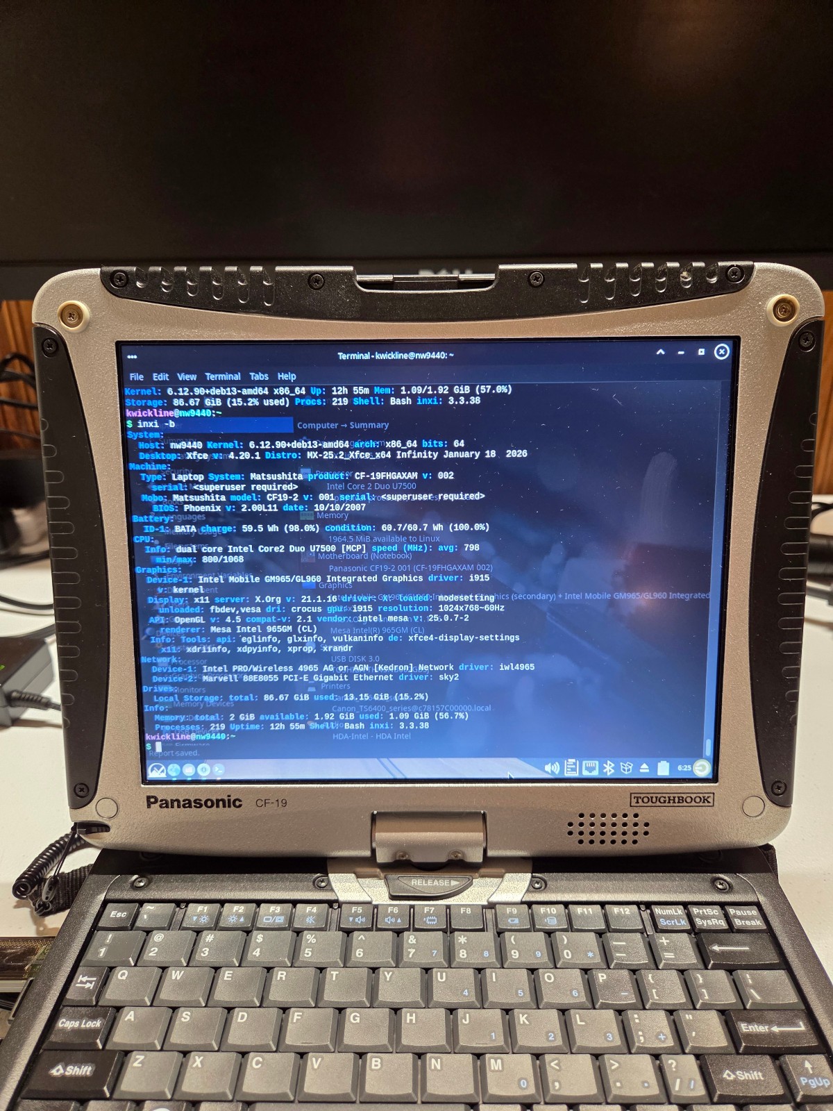 Panasonic Toughbook CF-19 Mk2 10.1″ C2D U7500 2GB NO HDD Laptop 100% BATTERY