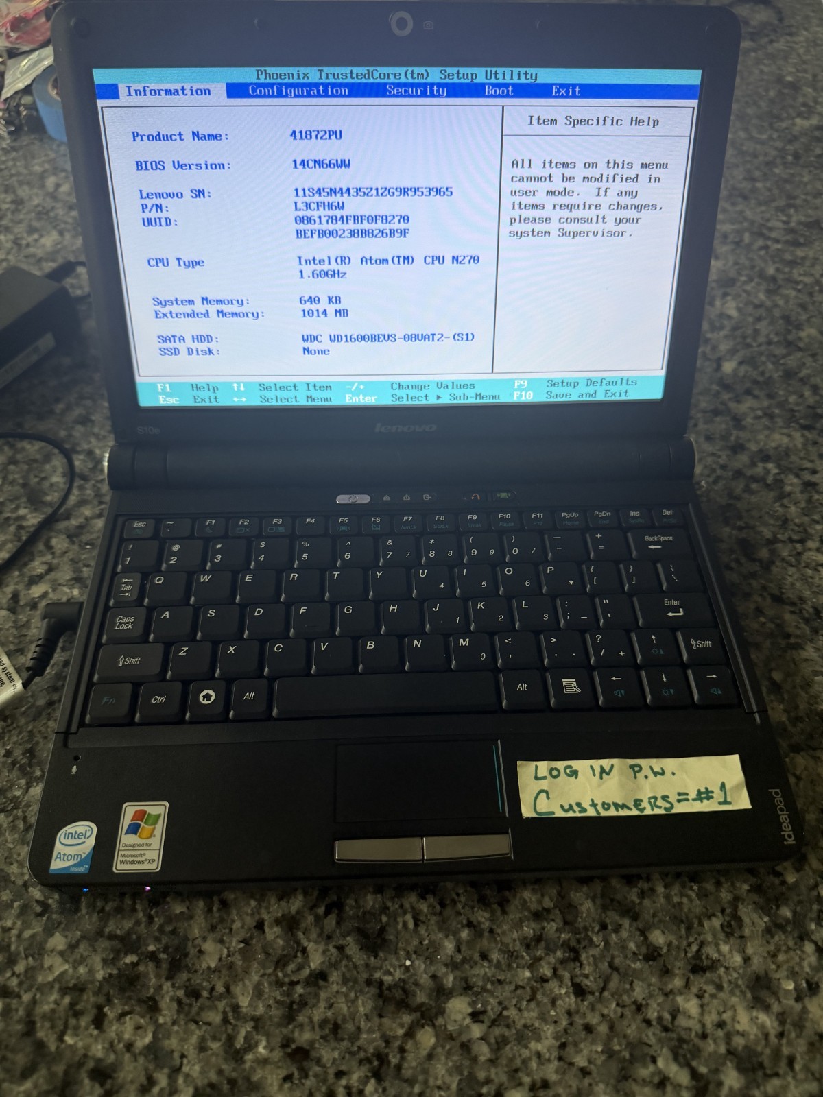 Lenovo IdeaPad S10e, netbook, 10.1″, / 1GB / 160GB / Win XP Home READ