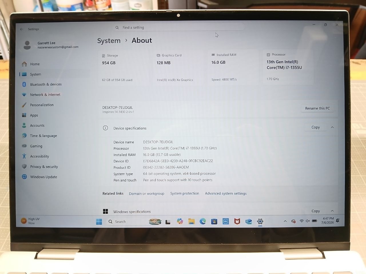 Dell Inspiron 14 7430 2-in-1 14″ Touch i7-1355U 16GB RAM 1TB SSD Mint W/ Charger
