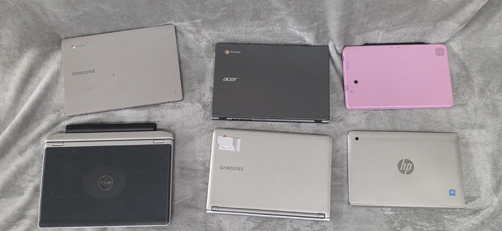 LOT OF 6 LAPTOPS/CHROMEBOOKS – SAMSUNG – DELL – ACCER- HP – RCA UNTESTED PARTS