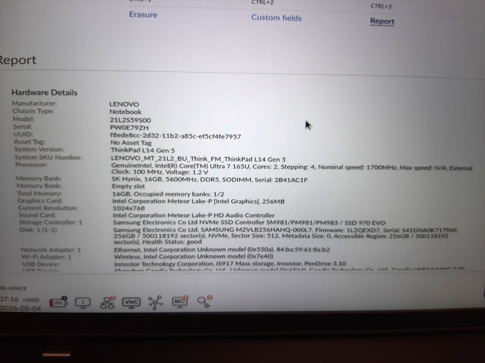 Lenovo ThinkPad L14 Ultra 7 165U 16GB RAM 256GB NVMe Case Parts/Repair C3*185