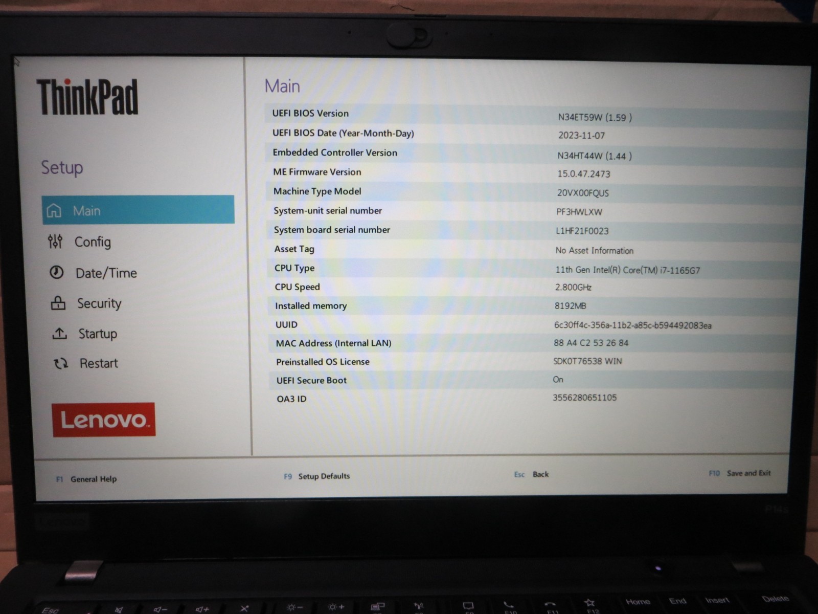 Lenovo ThinkPad P14s Gen 2i 14″ Laptop i7-1165G7 8GB RAM for Parts or Repair