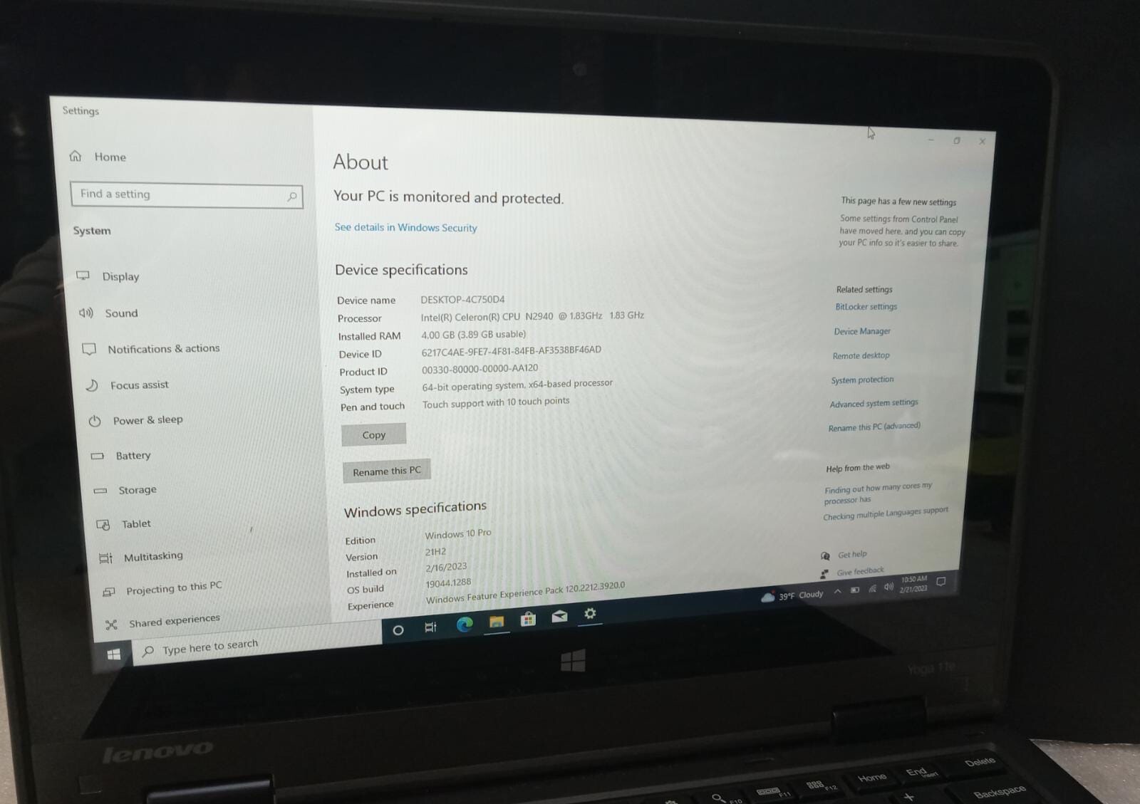 Lenovo ThinkPad Yoga 11e Windows 10 Pro 500GB 4GB RAM Touchscreen