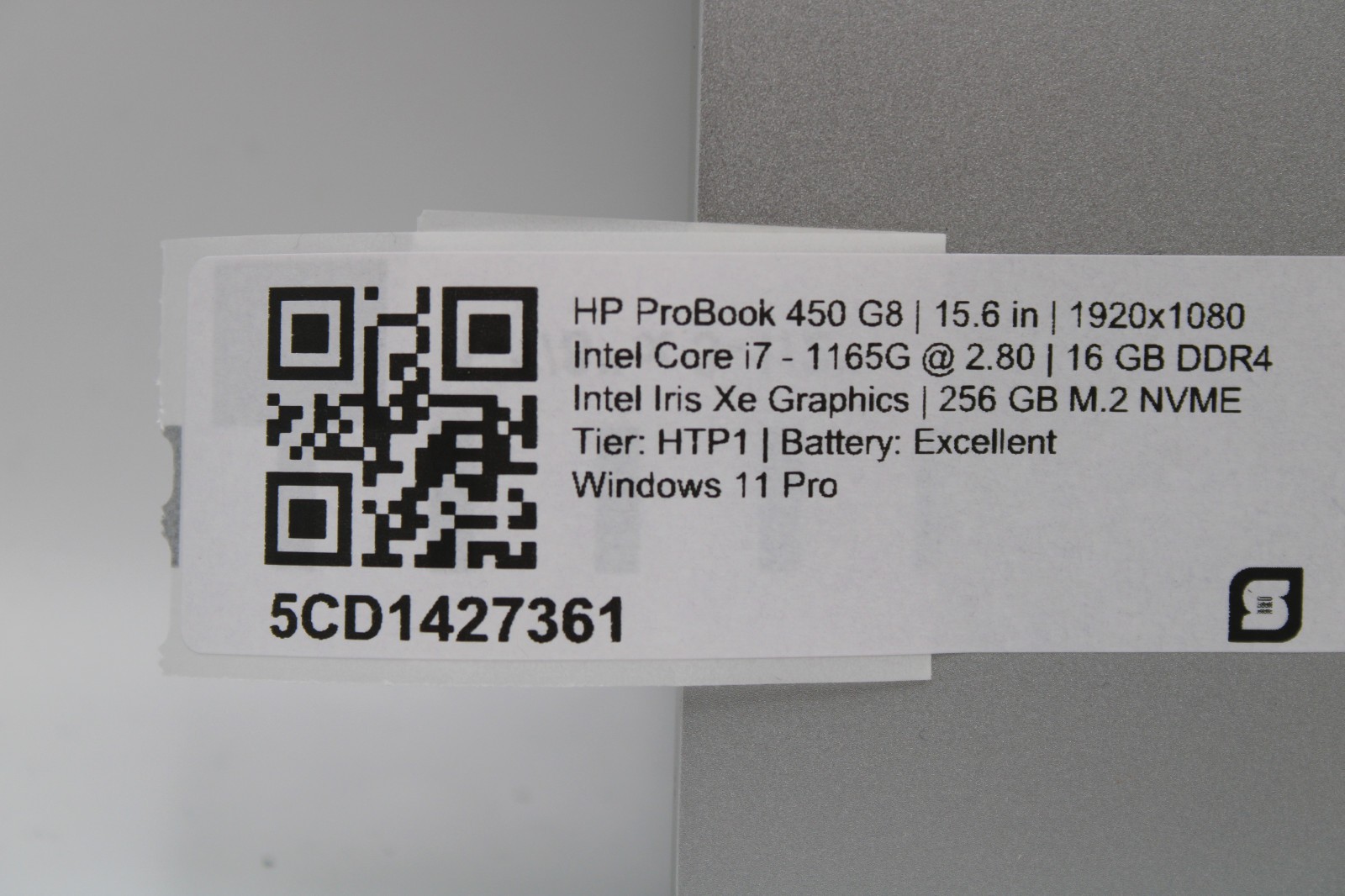 HP ProBook 450 G8 i7-1165G7 @ 2.8 GHz 16GB RAM 256GB SSD W11Pro