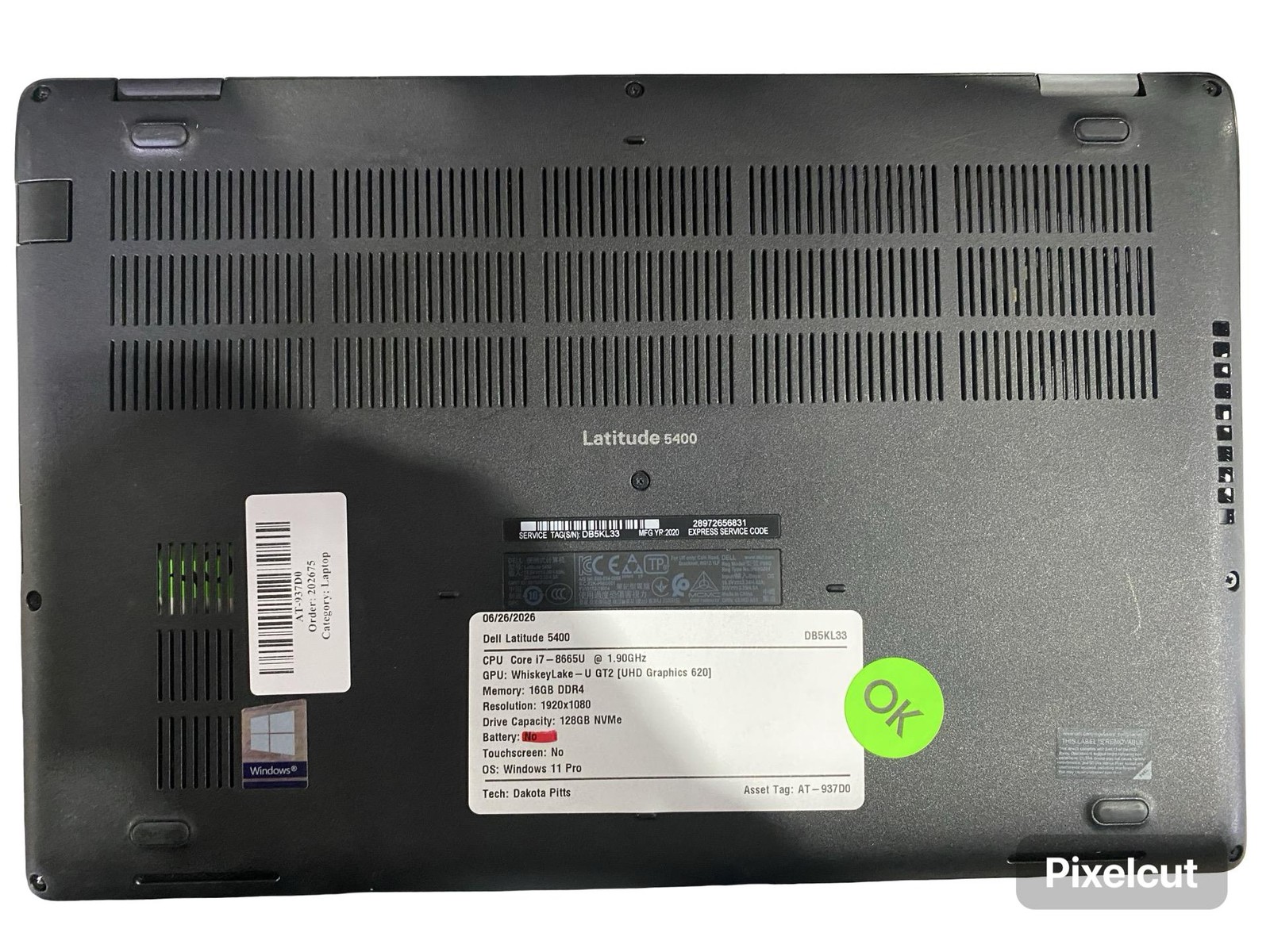 Dell Latitude 5400 Corei7 8665U 16GB Win11Pro 128GB No Battery Grade C