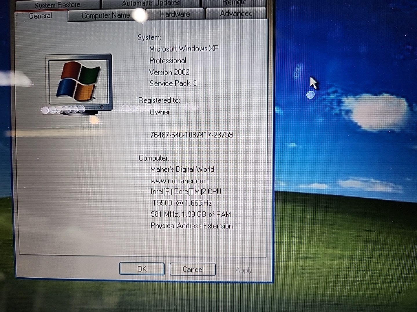 Gateway MA7 MT6705 Intel Core 2 T5500 1.66GHz/2GB RAM/160GB HDD/15.4″ Win Xp