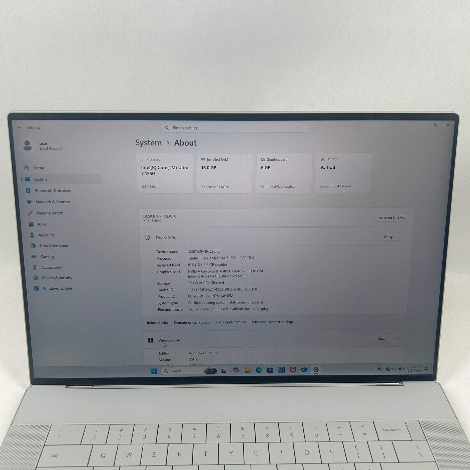 Dell XPS P129F001 16.3″ Core Ultra 7 155H 16GB RAM 1TB SSD GeForce RTX 4050
