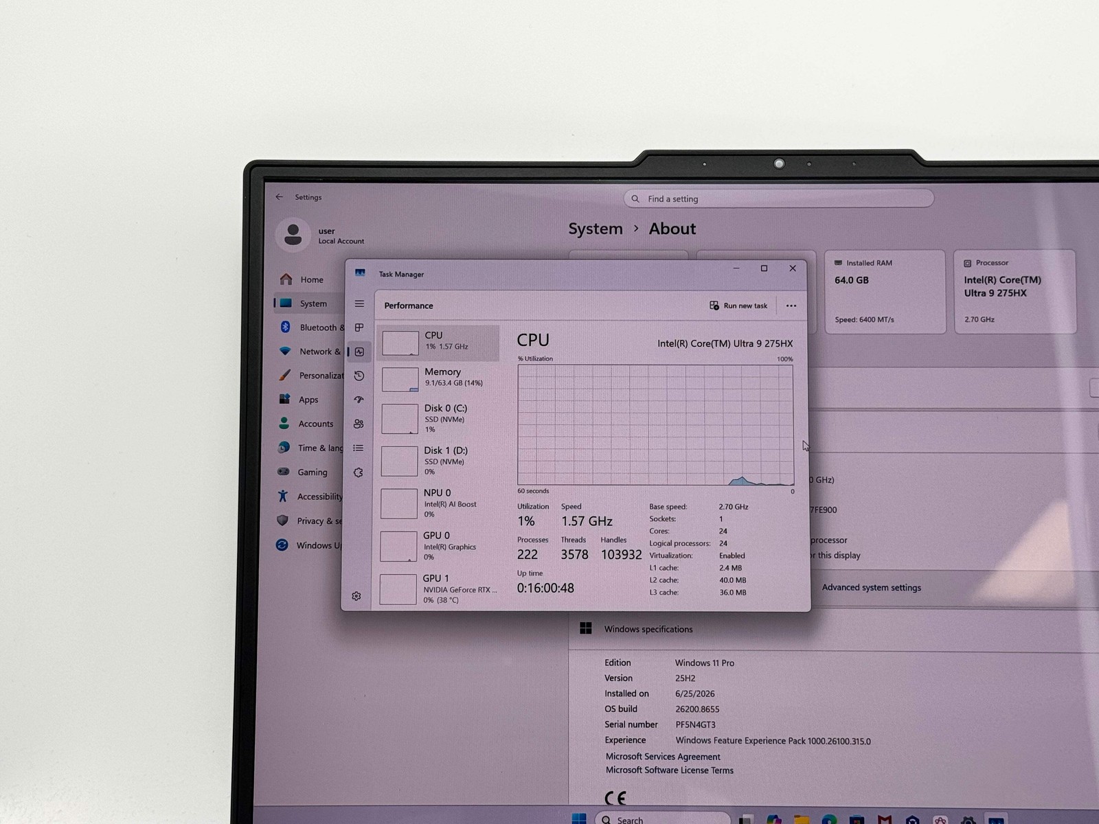 Lenovo Legion Pro 7 16IAX10H 16″ Ultra 9 275HX 64GB RAM 2TB SSD RTX 5080 16GB