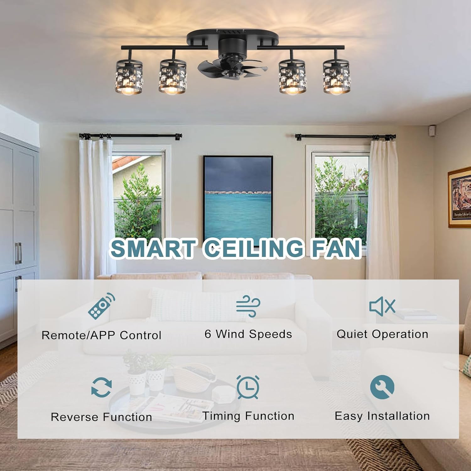 Ceiling Fans with Lights and Remote,39.3″ Kitchen Ceiling Fan,360° Rotatable Lam