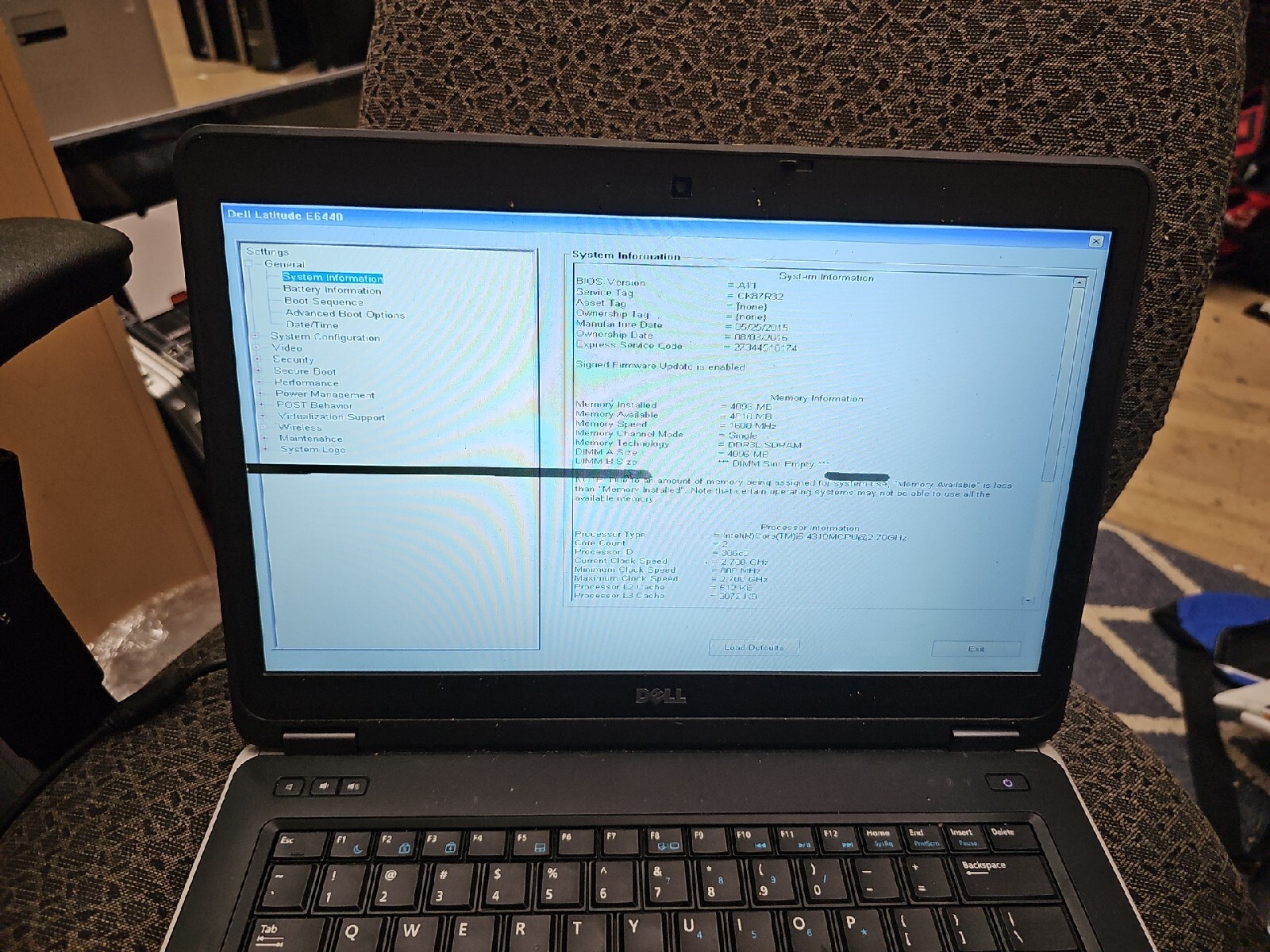 Dell Latitude E6440 NO RAM, i5-4310M, 2.70GHz, NO HDD (AS IS)