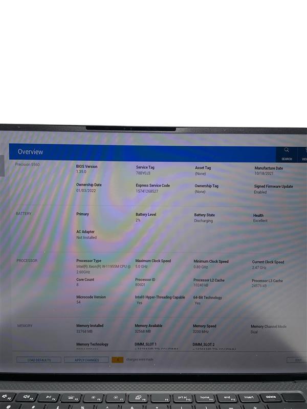 DELL PRECISION 5560 15.6″ Intel Xeon W-11955M 32GB RAM 512GB SSD – Grade D