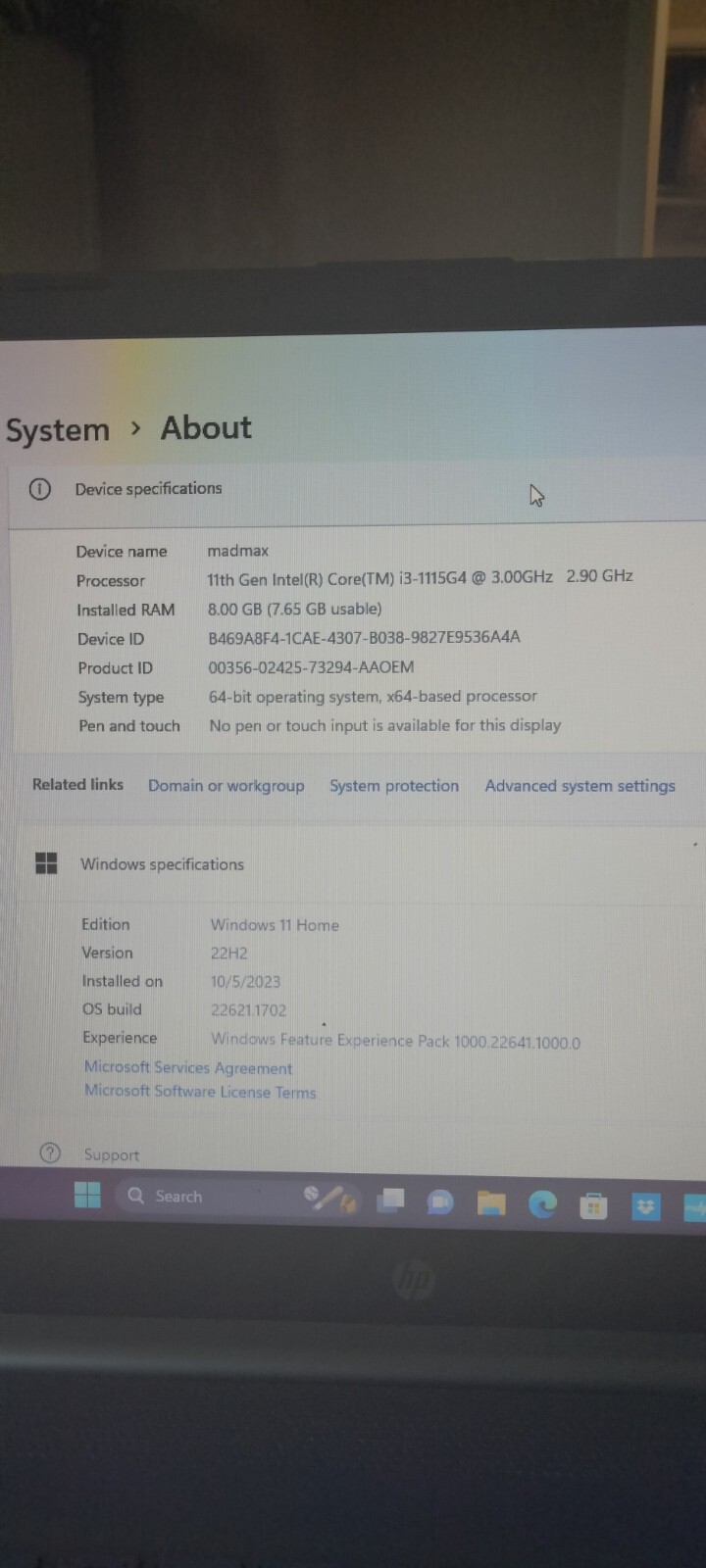 hp laptop 15-dy2xxx