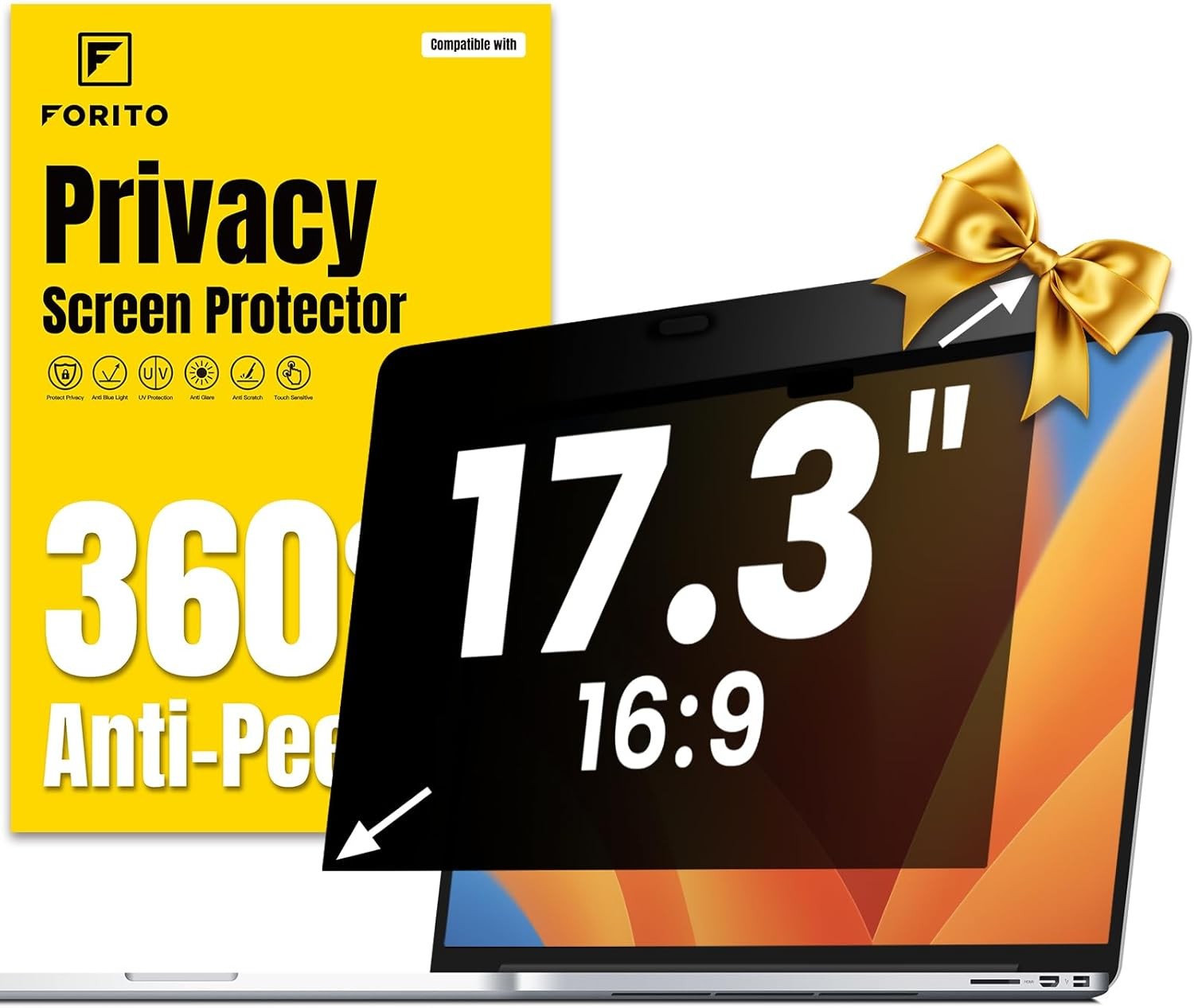 Screen Protector for 17.3 Inch 16:9 Laptop, Privacy, Anti Glare, Reduce Eye Stra