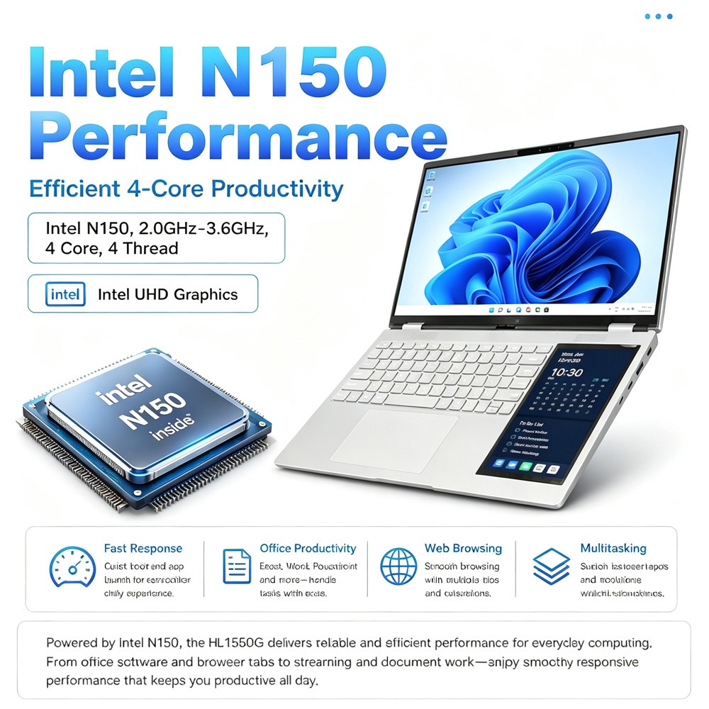 15.6inch+7 inch Touch Screen Ultra-thin Lightweight Office Study Laptop Face ID
