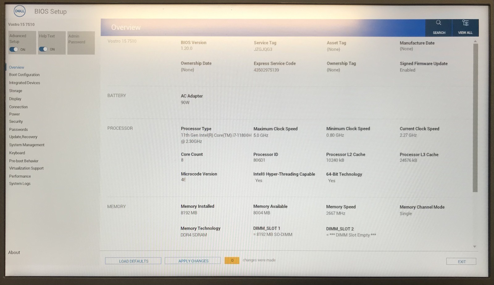 Dell Vostro 15 7510 15.6″ Laptop i7-11800H 8GB RAM 512GB NVMe, As Is